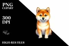 Shiba Inu on Sunset Beach | Sublimation Clipart Product Image 1