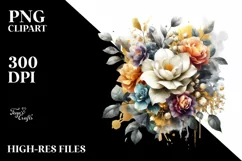 Vibrant Bouquet with Gardenia Splash | Sublimation | Clipart Product Image 3