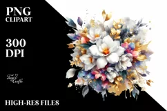 Vibrant Bouquet with Gardenia Splash | Sublimation | Clipart Product Image 1