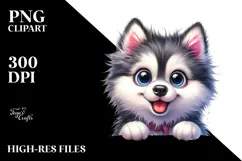 Cute Siberian Husky with Big Eyes PNG Product Image 2