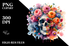 Colorful Skull Half Flower PNG Product Image 2