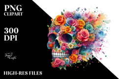 Colorful Skull Half Flower PNG Product Image 2