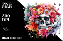 Colorful Skull made of Flowers, High-Res PNG Product Image 2