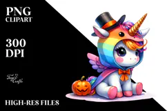 Cute Baby Unicorn, Halloween PNG Product Image 2