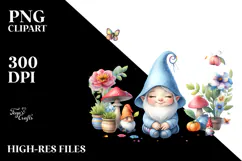 Whimsical Watercolor Painting with Baby Gnome, Rainbow PNG Product Image 2