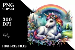 Colorful Baby Unicorn in Meadow Product Image 3