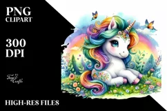 Colorful Baby Unicorn in Meadow Product Image 3