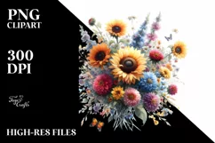 Colorful Watercolor Sunflower Clipart\ Product Image 1