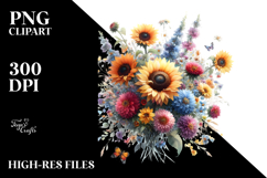 Colorful Watercolor Sunflower Clipart\ Product Image 2