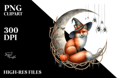 Fox on Halloween Moon PNG Product Image 2