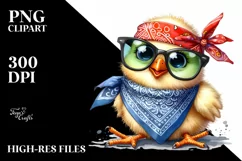 Watercolor Funny Chick Sitting Bandana Fancy es Product Image 1