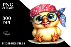 Watercolor Funny Chick Sitting Bandana Fancy es Product Image 2