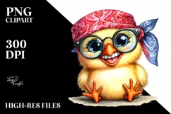 Watercolor Funny Chick Sitting Bandana Fancy es Product Image 1