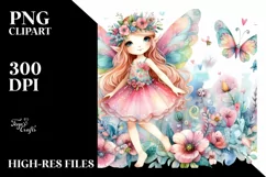 Whimsical Cute Fairy Watercolor | Clipart Product Image 1