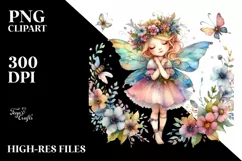 Whimsical Cute Fairy Watercolor | Clipart Product Image 1