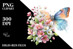Colorful Butterfly Spring Flowers PNG Product Image 2