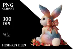 Colorful Vintage Bunny Sitting PNG Product Image 2