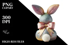Colorful Vintage Sitting Bunnies PNG Product Image 2