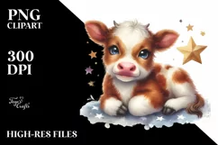 Smiling Baby Highland Cow in Recipient | Clipart Product Image 1