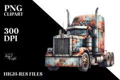 Vintage Rusty Semi Truck, Transparent PNG Product Image 1