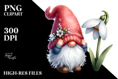 A Cute Watercolor GNOME with Big Hat, PNG Product Image 2