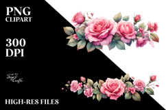 Vibrant Horizontal Frame with Pink Roses PNG Product Image 2