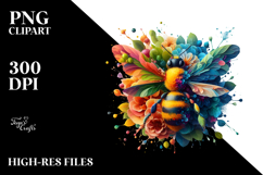 Abstract Vibrant Watercolor Bee, Transparent PNG Product Image 2