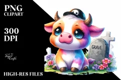 Cute Baby Cow in Vibrant Drawing Style | Clipart Product Image 3