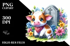 Cute Baby Cow in Vibrant Drawing Style | Clipart Product Image 1