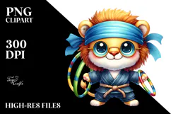 Smiling Baby Lion Ninja PNG Product Image 2