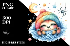 Cute Colorful Baby Spider Sleeping Clipart Product Image 3