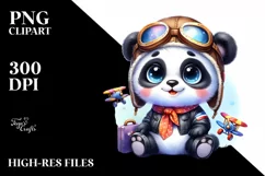 Smiling Baby Panda | Colorful Aviator Clipart Product Image 1
