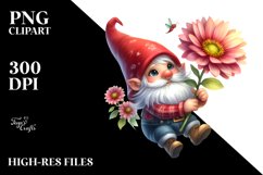 Cute Airborne Gnome Gerbera Clipart Product Image 1