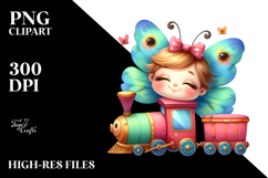 Colorful Baby Butterfly Smiling Train | Sublimation Clipart Product Image 2
