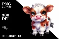 Smiling Baby Highland Cow on Star | Clipart Product Image 1