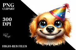 Expressive Contempt Dog With Party Hat Caricature Clipart Product Image 1