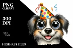 Expressive Contempt Dog With Party Hat Caricature Clipart Product Image 3