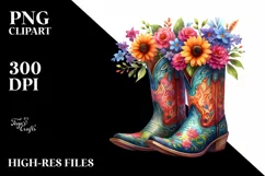 Colorful Cowboy Boots Flower Pot | Clipart Product Image 1