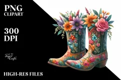 Colorful Cowboy Boots Flower Pot | Clipart Product Image 3
