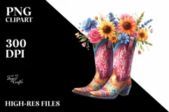 Colorful Cowboy Boots Flower Pot | Clipart Product Image 3