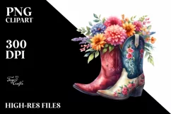 Colorful Cowboy Boots Flower Pot | Clipart Product Image 1