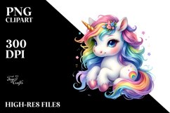 Colorful Baby Unicorn | Watercolor Product Image 1