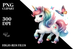 Colorful Baby Unicorn White Background Clipart Product Image 2