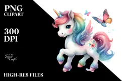 Colorful Baby Unicorn White Background Clipart Product Image 2