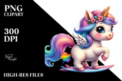 Cute Baby Unicorn in Pastel with Surf | Clipart Product Image 3