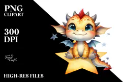 Cute Smiling Watercolor Baby Dragon Product Image 2
