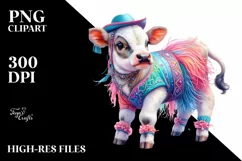 Colorful Baby Cow in Balboa Dancer Attire Product Image 3