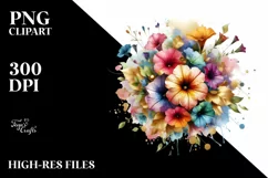 Colorful Bouquet Gold Foil Petunia Splash | Sublimation Product Image 3