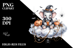 Elephant Dressed for Halloween, Watercolor PNG Product Image 2