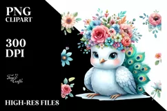 Cute Peacock in Cartoon-Style Watercolor | Clipart Product Image 3